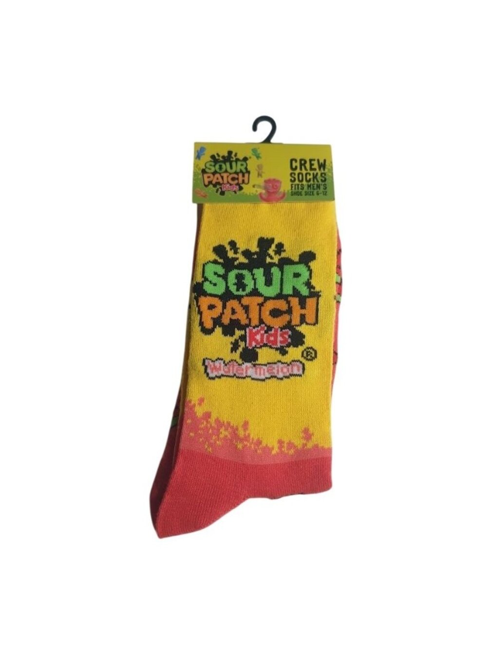 Sour Patch Kids Watermelon Crew Socks Fits Men Shoe Sizes 6-12 Candy Novelty